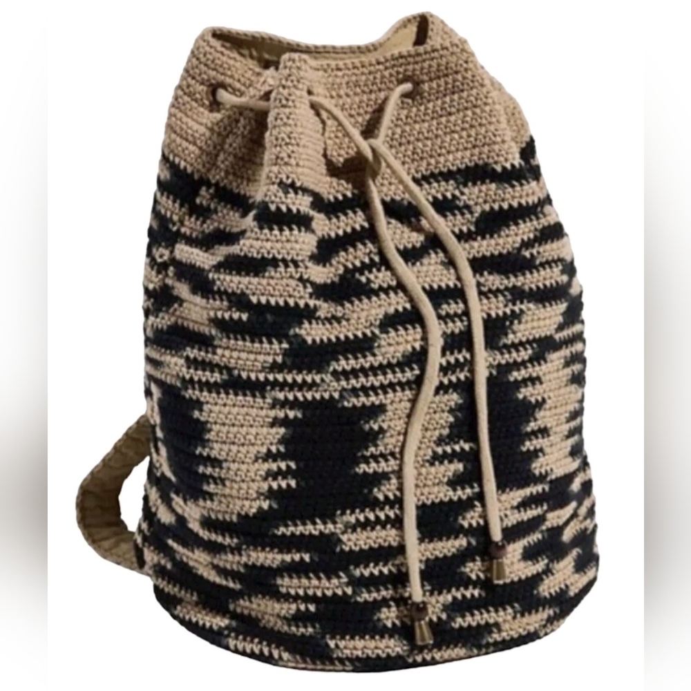 Free People Black and Tan Knit Backpack